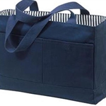 Brighton Track &amp; Field/Cross Country Navy/Navy Stripes Double Pocket Canvas Tote