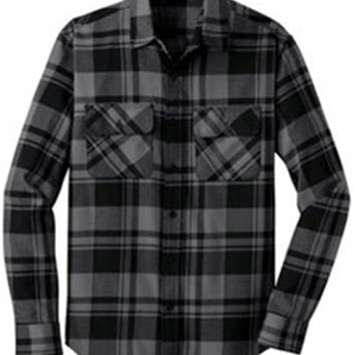 BHS Production Crew Grey/Black Men's Plaid Flannel Shirt