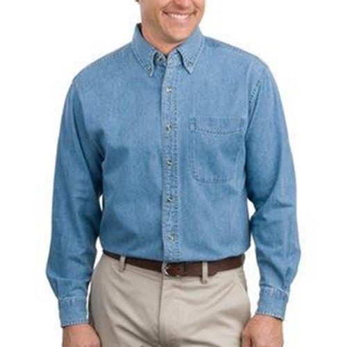 WITA Mens Blue Denim Long Sleeve Shirt