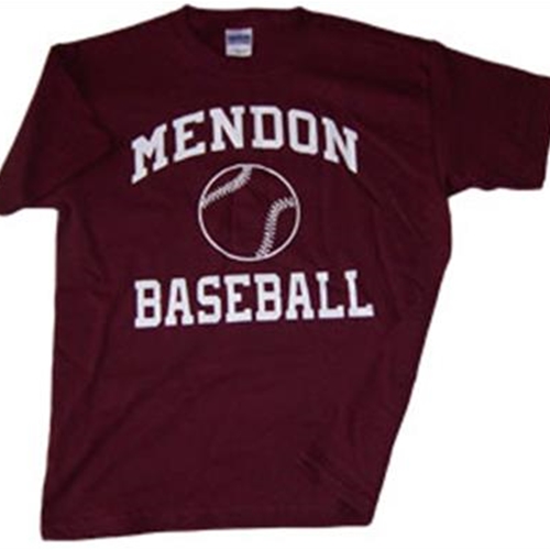 Pittsford Mendon Baseball Ladies Maroon Short Sleeve 100% Cotton Tee